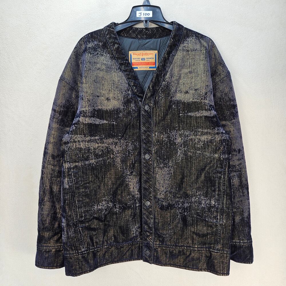 DIESEL MEN'S LARGE D-CONF-S JACKET IN SHIMMERY DENIM NWT MADE IN ITALY